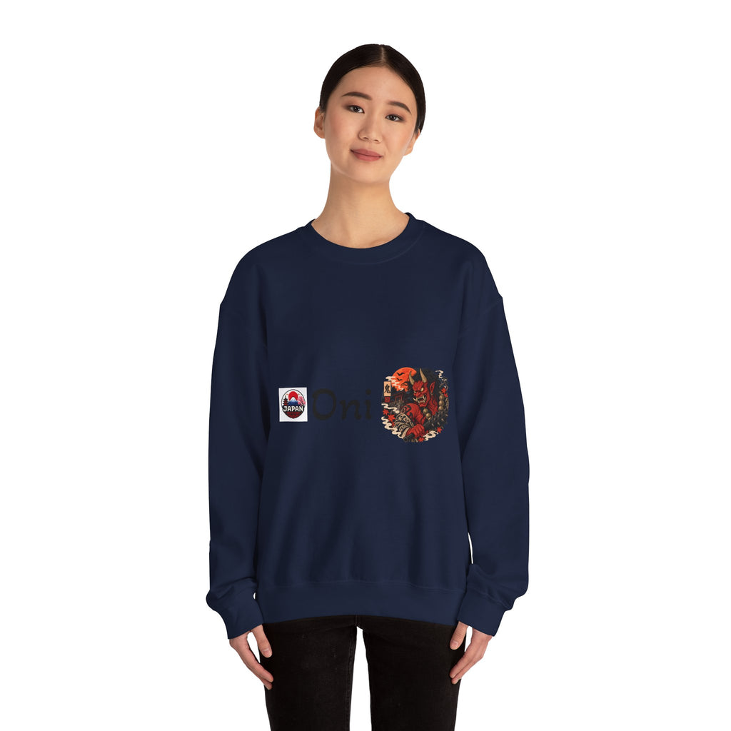 Oni Japanese Demon Yokai Halloween Illustration Sweatshirt | Mythical Yokai Crewneck