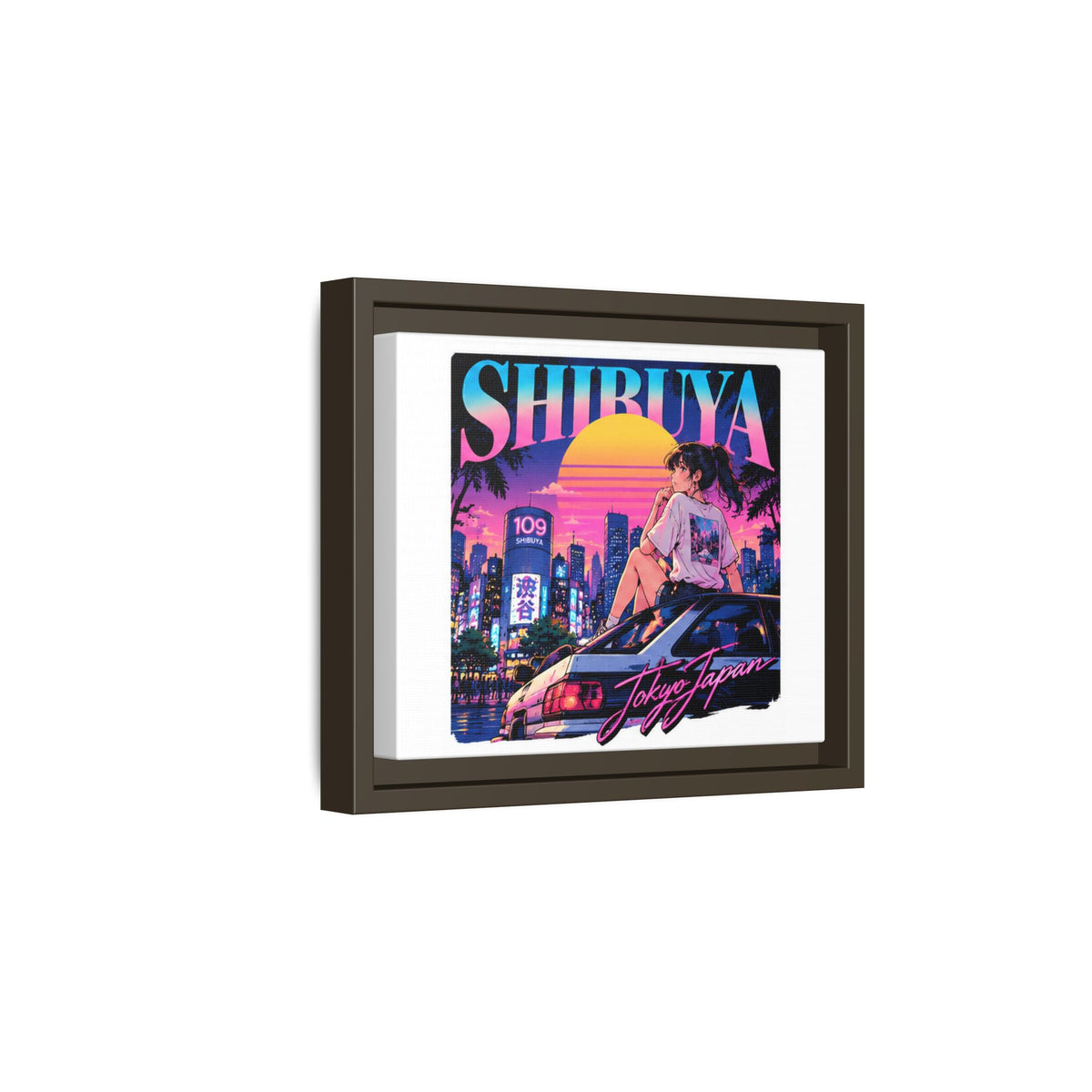 Shibuya Sky 6 City Pop Tokyo Anime Girl Matte Framed Canvas Print