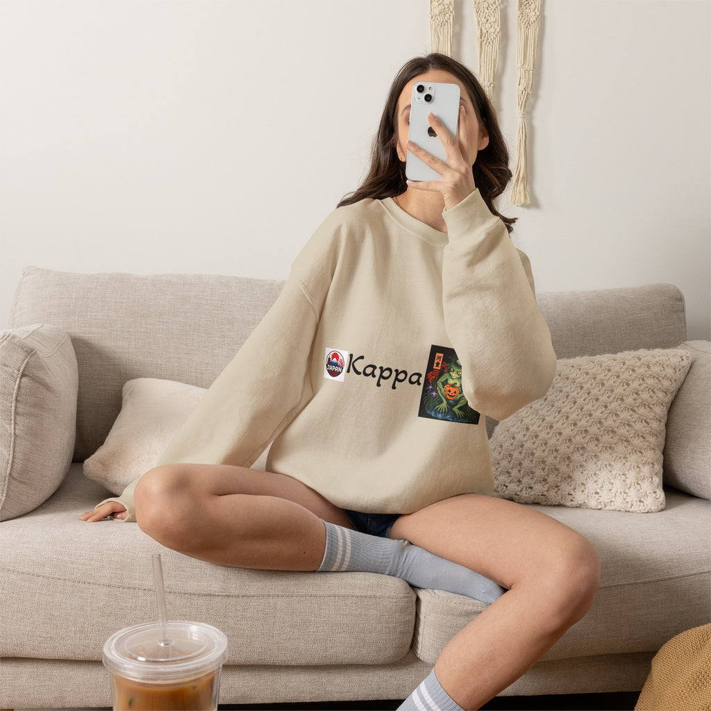 Kappa Logo Pumpkin Halloween Japanese Yokai Crewneck Sweatshirt | Retro Graphic