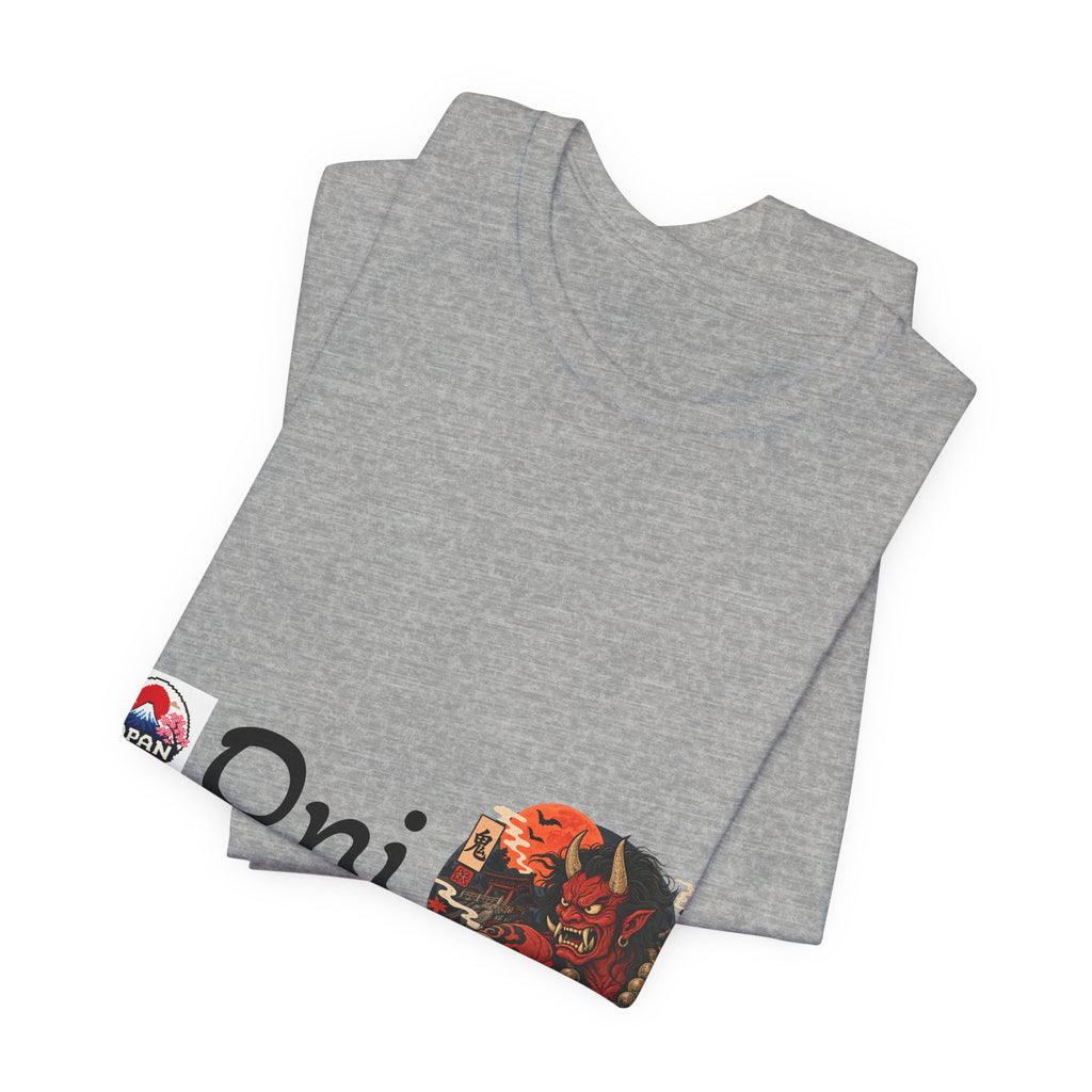 Oni Japanese Demon Yokai Halloween Illustration T-Shirt | Samurai Mask Graphic