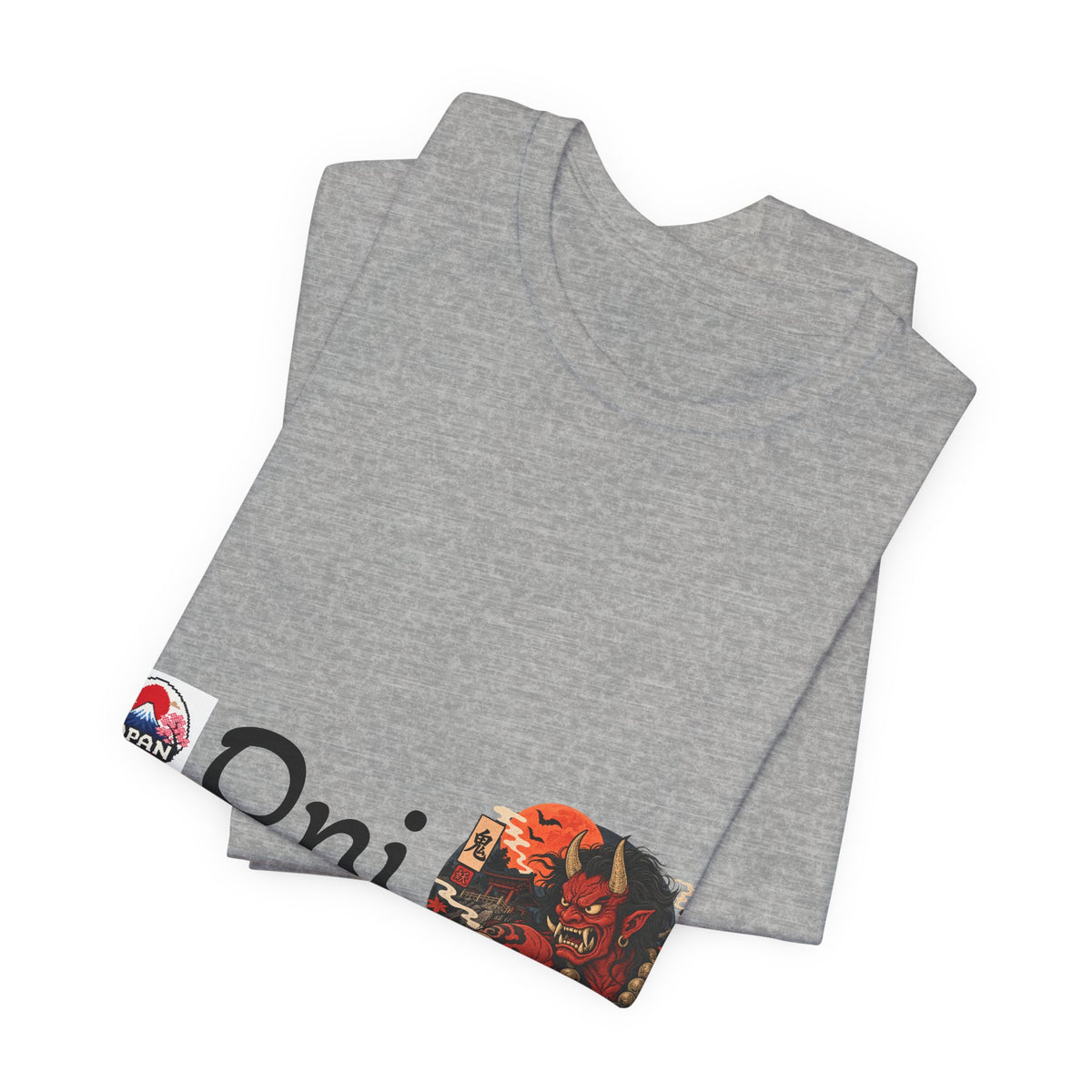 Oni Japanese Demon Yokai Halloween Illustration T-Shirt | Samurai Mask Graphic