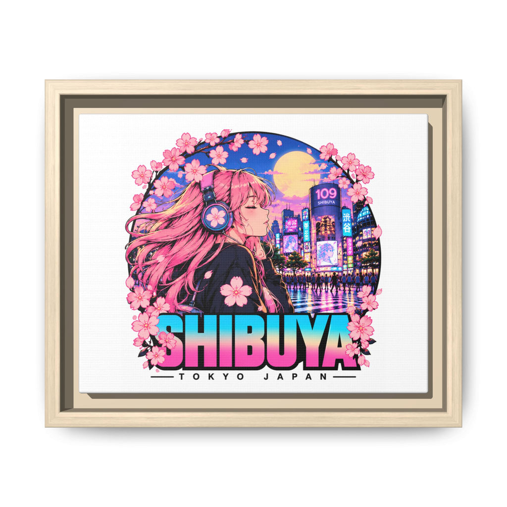 Shibuya Sky 4 City Pop Tokyo Anime Girl Matte Framed Canvas Print
