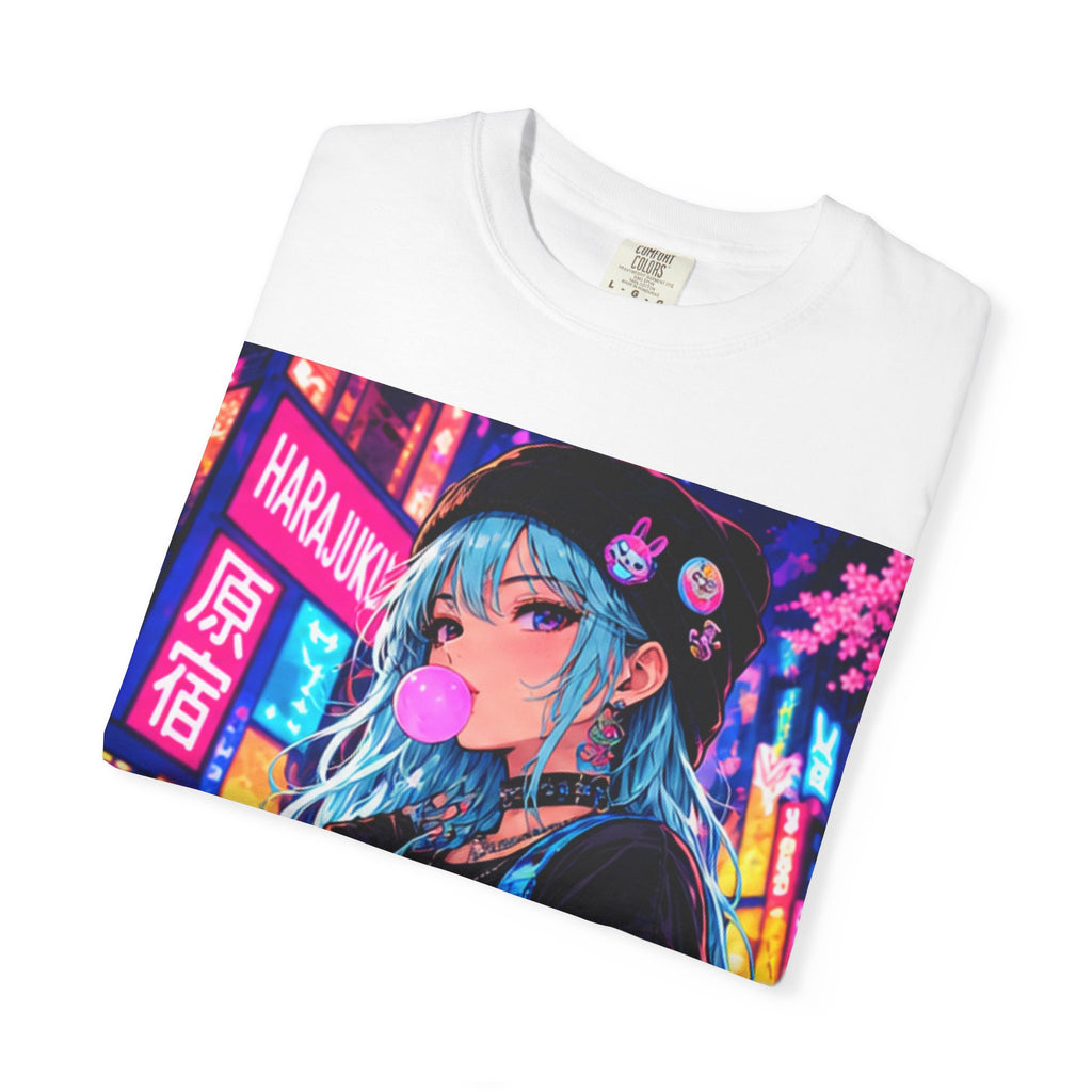 Harajuku Style 4 Neon City Anime Girl T-Shirt – Tokyo Streetwear Graphic Tee