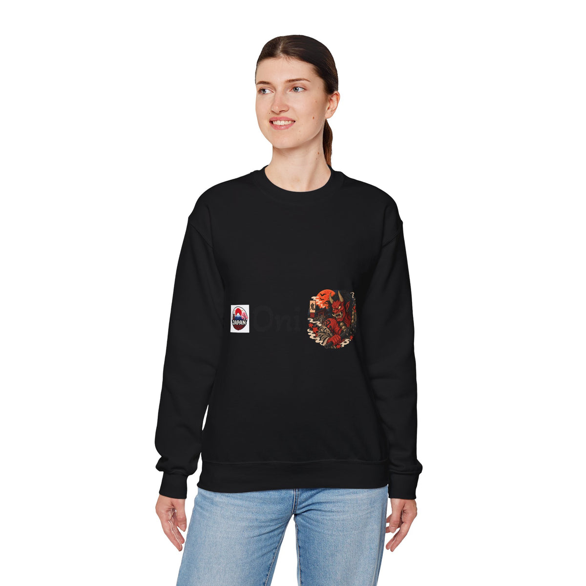 Oni Japanese Demon Yokai Halloween Illustration Sweatshirt | Mythical Yokai Crewneck