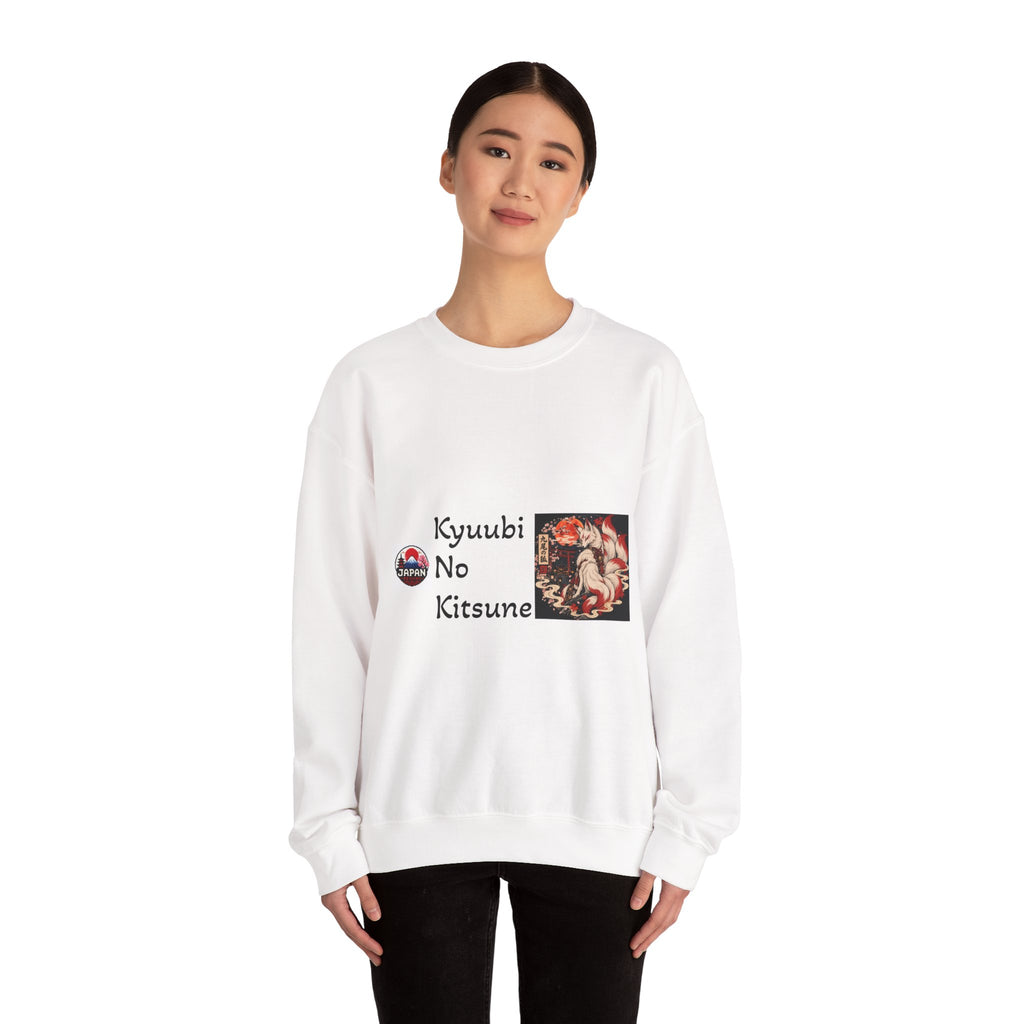 Kyuubi No Kitsune Yokai Halloween Crewneck Sweatshirt | Japanese Fox Spirit Graphic