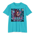 Akihabara Ciberpunk Sniper Girl Anime  T‑Shirt —Teal Akihabara Neon City Graphic