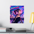 Harajuku Style 11 Neon City Anime Girl Satin Poster — Tokyo Japan Anime Wall Art