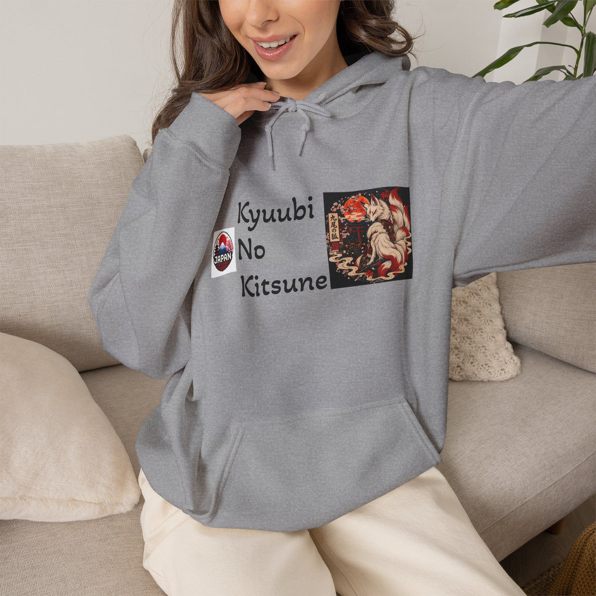 Japanese Fox Spirit Yokai Halloween Hoodie | Kyuubi No Kitsune Illustration
