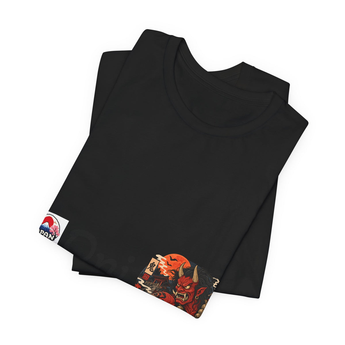 Oni Japanese Demon Yokai Halloween Illustration T-Shirt | Samurai Mask Graphic