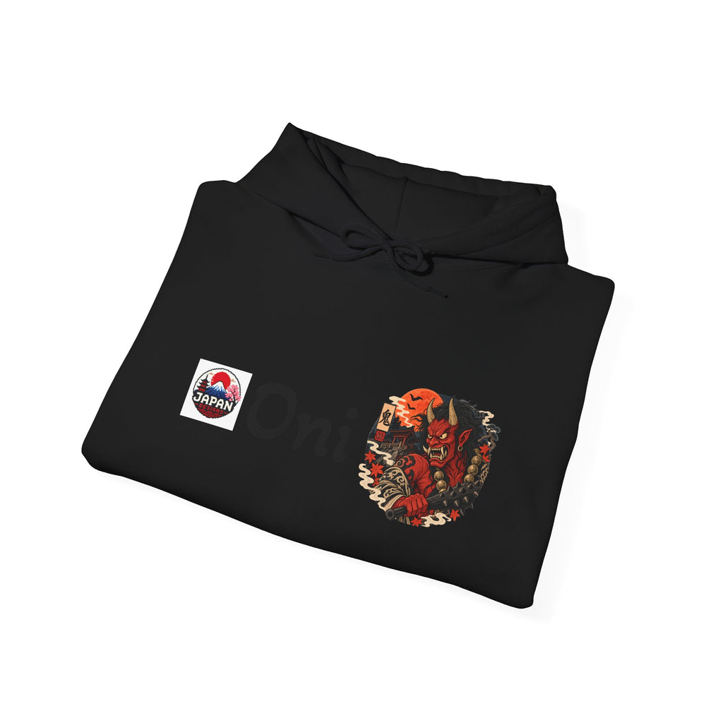 Oni Red Mask Yokai Halloween Art Hoodie | Japanese Demon Illustration