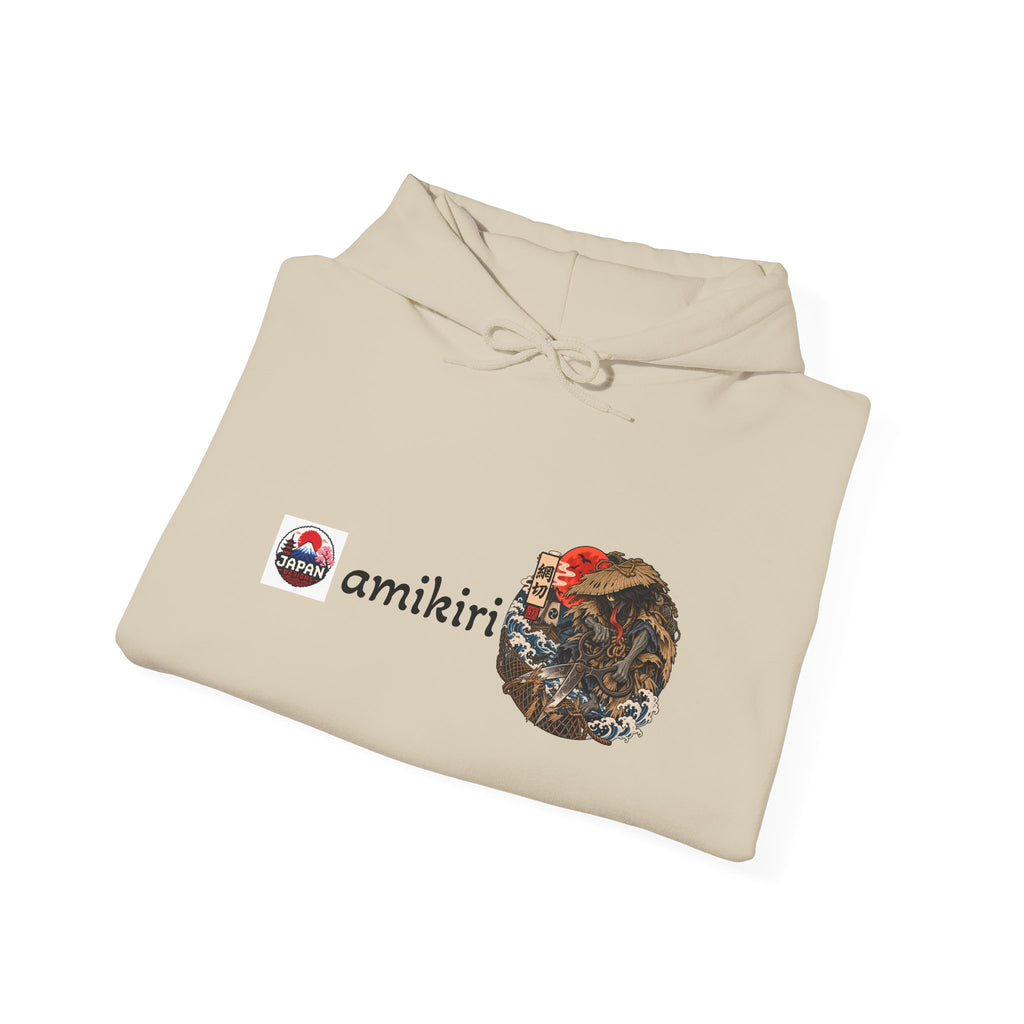 Amikiri Japanese Yokai Halloween Illustration Hoodie | Japanese Yokai monster Emblem