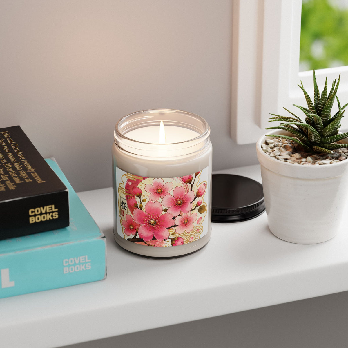 Soy Candle — Cherry Blossom Scented 9oz (Sakura Floral Jar)