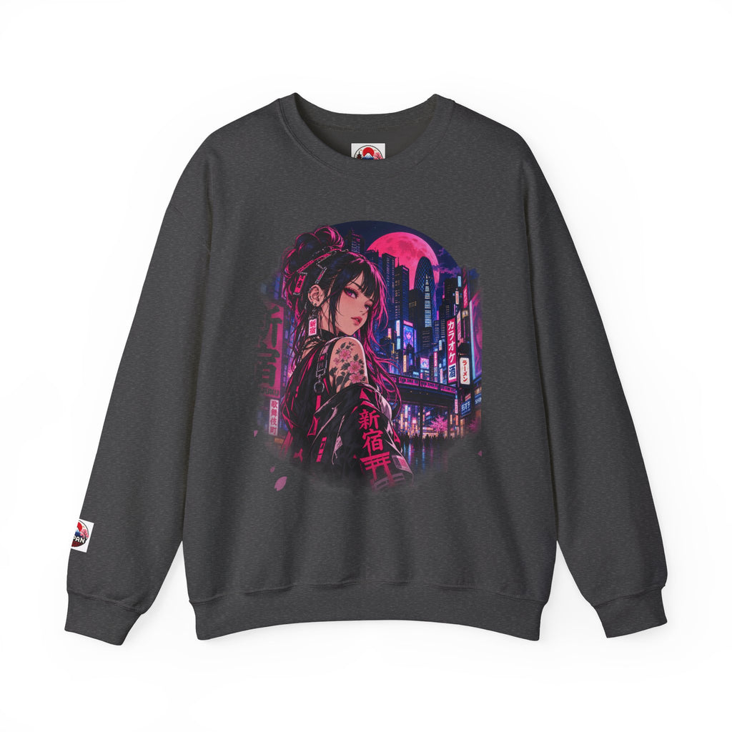 Anime Cyberpunk Sweatshirt - Neon Pink Tokyo 'Shinjuku' Crewneck