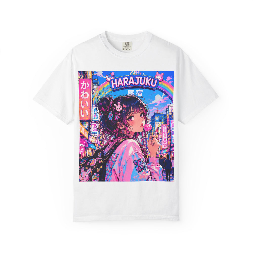Harajuku Style 7 Neon City Anime Girl T-Shirt – Tokyo Streetwear Graphic Tee
